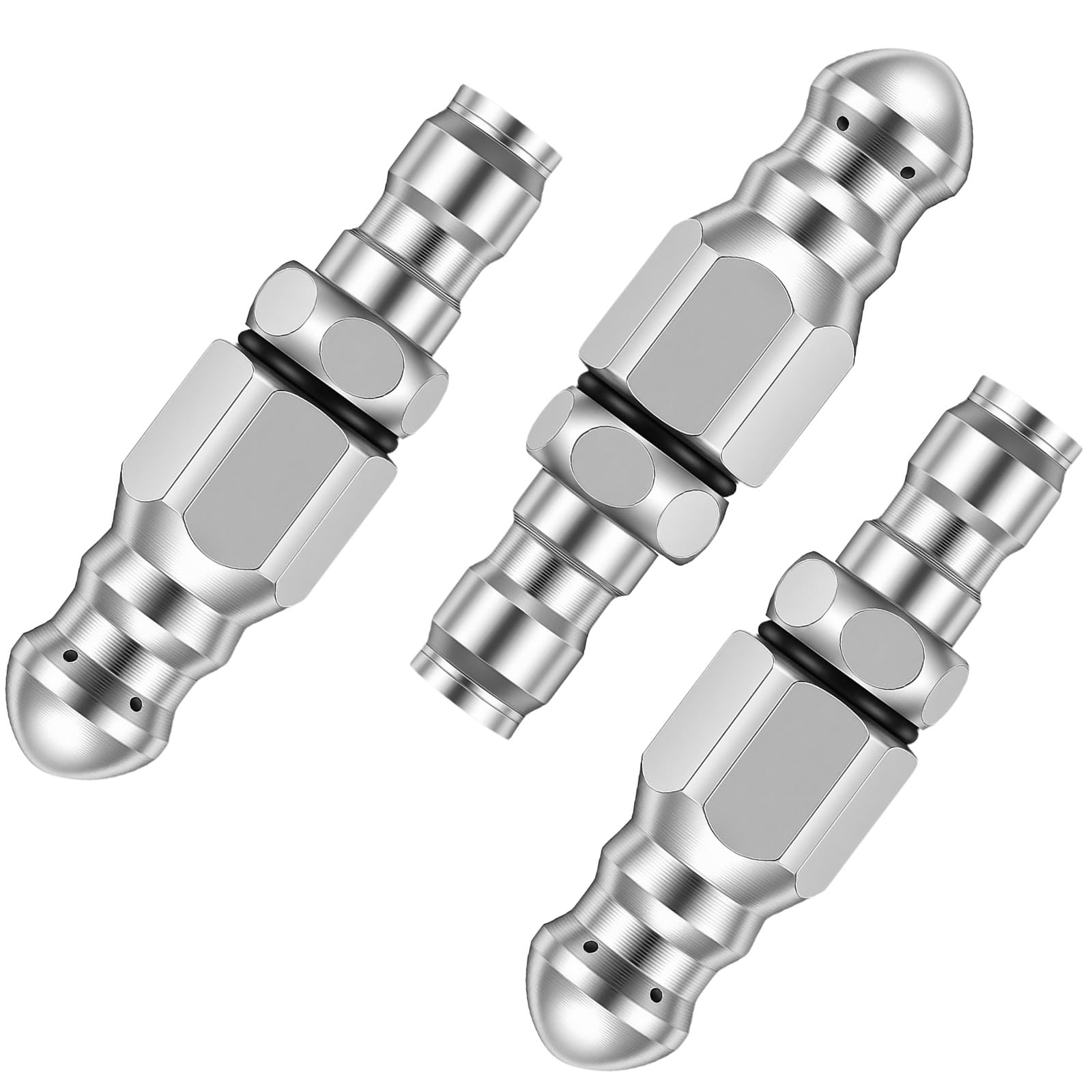 WJIAAA 3 PCS Pressure Washer Sewer Jetter Nozzle, Drain Cleaning Nozzle for Pressure Washer with 1/4 Quick Stainless Steel Connector for Household Pipe Hose Clog Cleaning 5000 PSI
