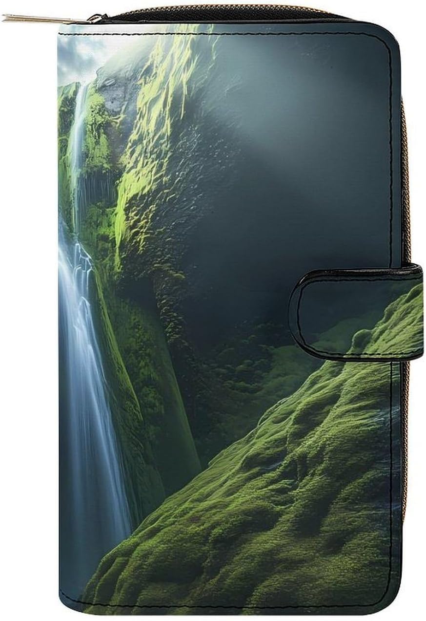 Waterfall Women's Long Wallet Leather Large Capacity Wristlet Clutch Purse Wallets