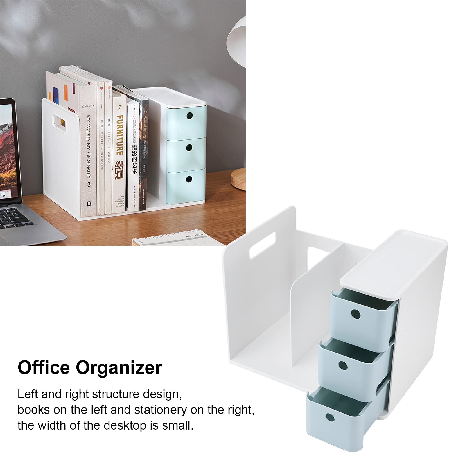 Organizzatore da scrivania, organizer da scrivania Organizzatore da ufficio di design con maniglia di stoccaggio ordinata di grande capacità per l'aula domestica dell'ufficio(blu)