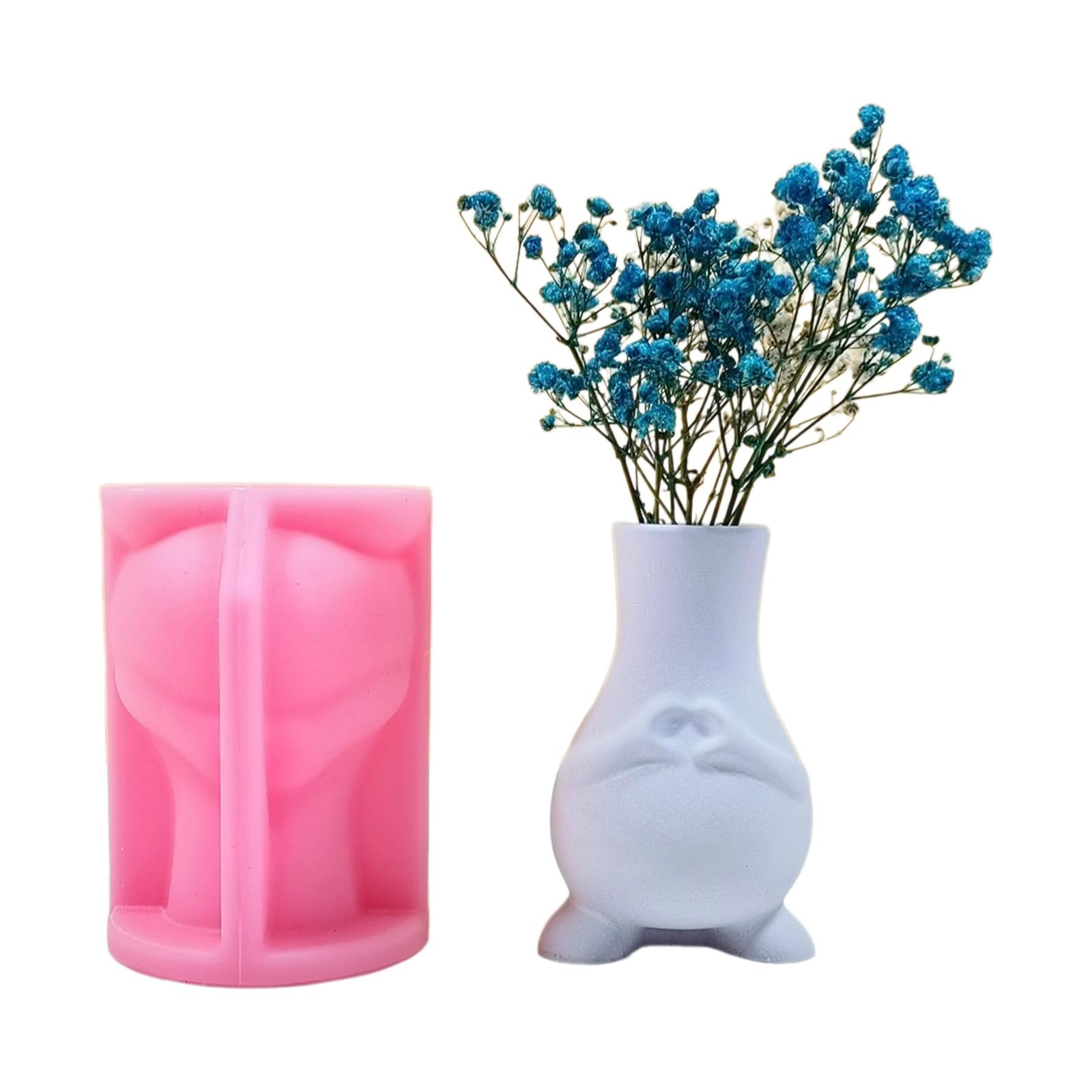 NEWFT Heart Postures Vase Resin Silicone Mold for Handmade Flower Pots Pen Holder Concrete Cement Gypsum Home Decors