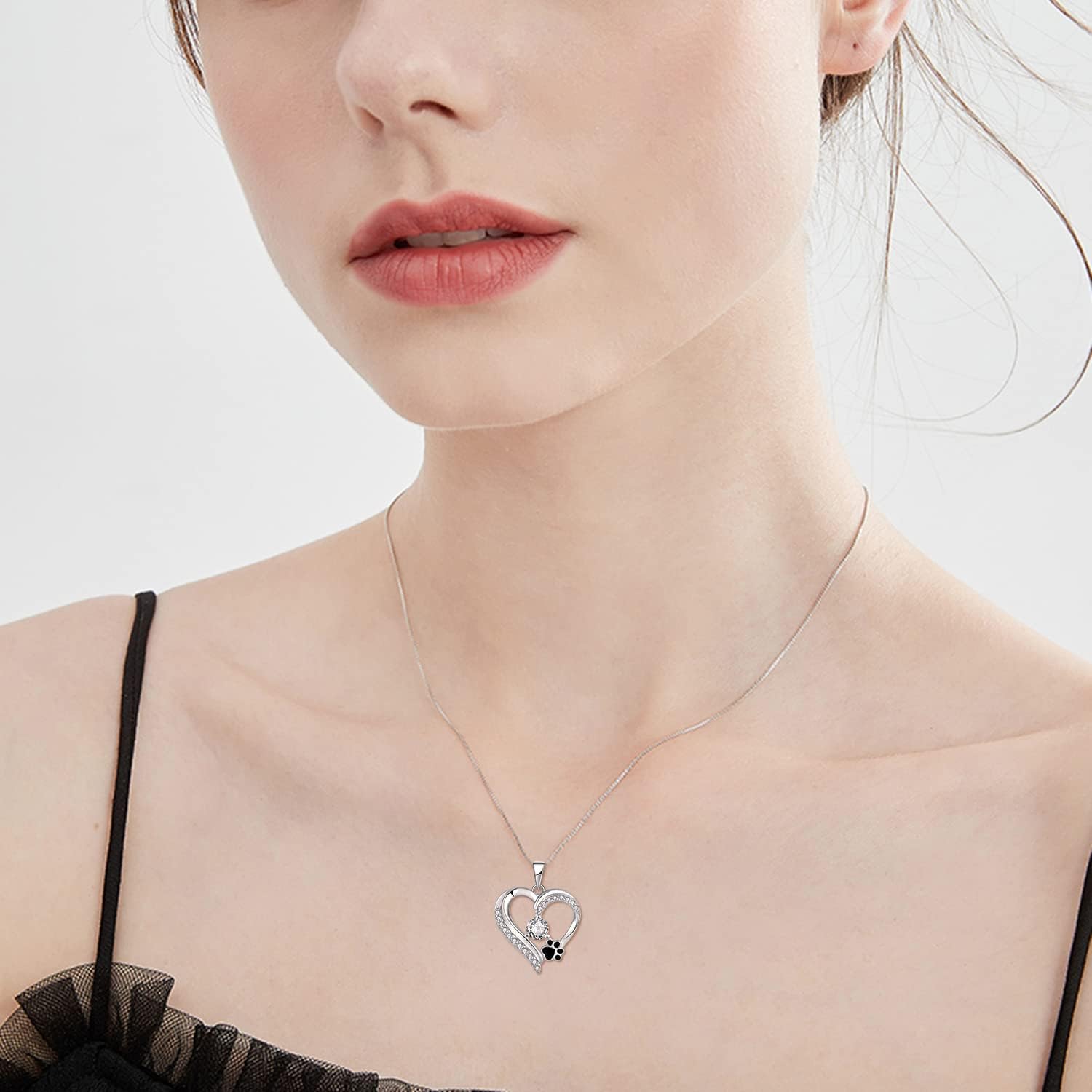 STARCHENIE Puppy Dog Necklace 925 Sterling Silver Love Heart Pendant Cat Pet Paw Print Jewelry for Women - Image 2