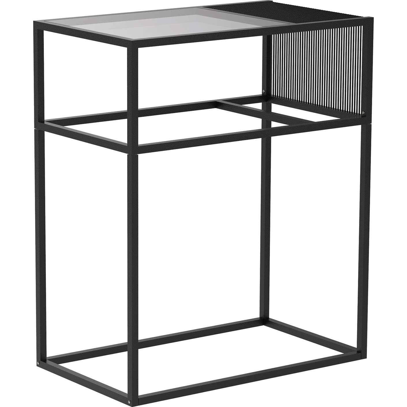 Zomo Pura One Plattenspieler Regal - 790 x 460 x 950 mm - Schwarz - Schallplattenständer für bis zu 40 LPs - Pulverbeschichteter Stahl & getöntes Glas
