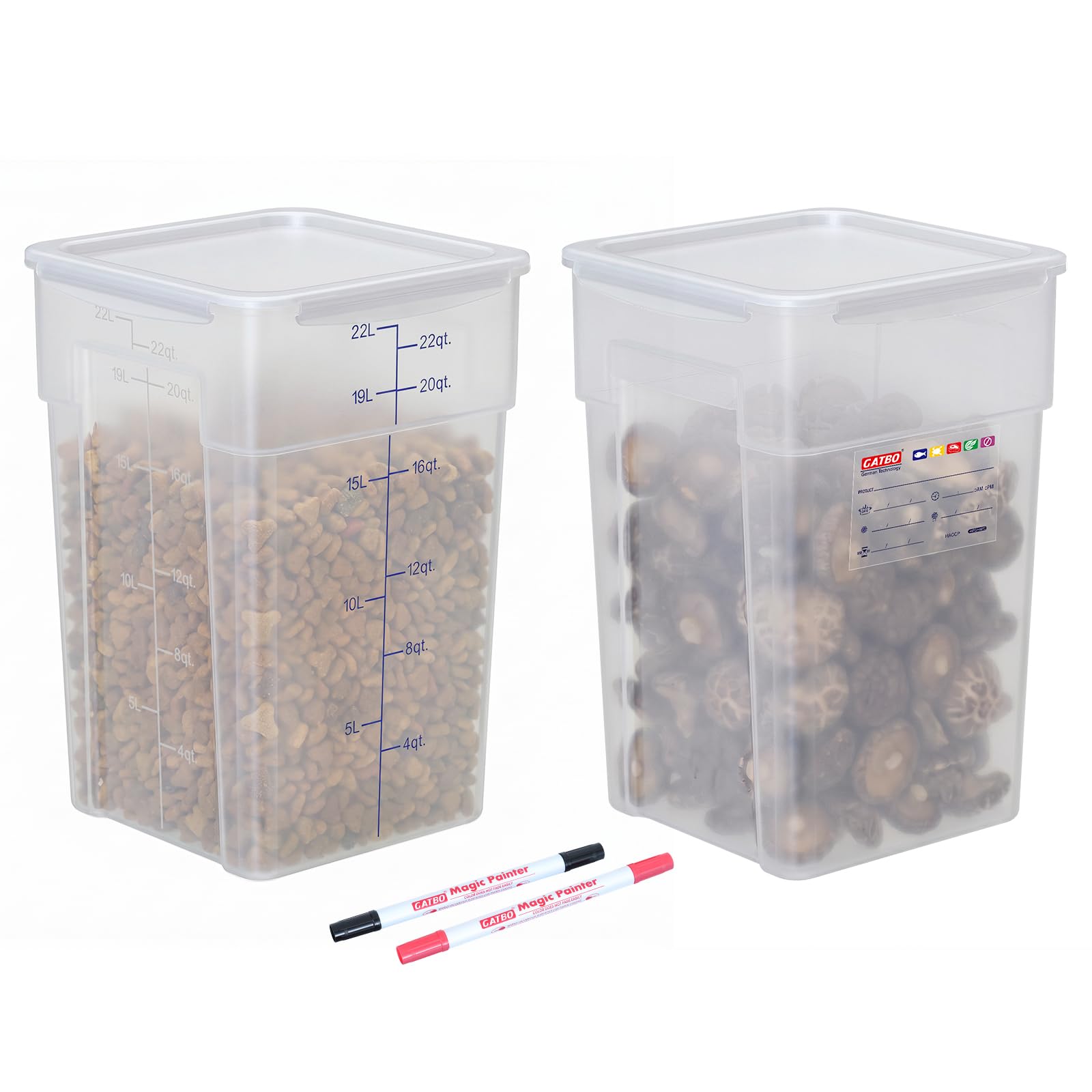 GATBO 22L Commercial BPA-free Food Storage Containers, Set of 2