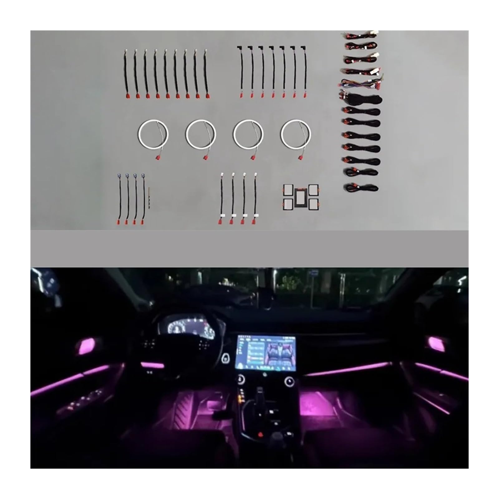 Atmosphere Lamp Compatible with Geely 01 Interior Light Replacement Screen Control 19 Lights Atmosphere Lamp(B)