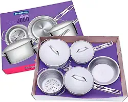 Tramontina CONJUNTO DE PANELAS 5 PEÇAS DE ACO INOX FUNDO TRIPLO - COZIMENTO + RAPIDO E UNIFORME, TAMPAS COM SAÍDA DE VAPOR - ALLEGRA - EMBALAGEM CAIXA PARDA