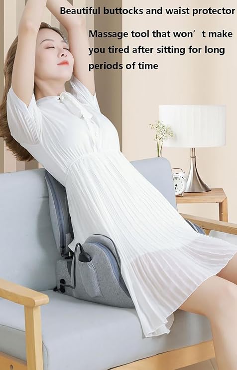 Buttocks Massager Seat Cushion, 4 in 1 Multifunctional Pelvic Correction & Massage Cushion, Adjustable Angle Massage Pad with Heat and Intelligent Timer for Fatigue Relief (Grey)