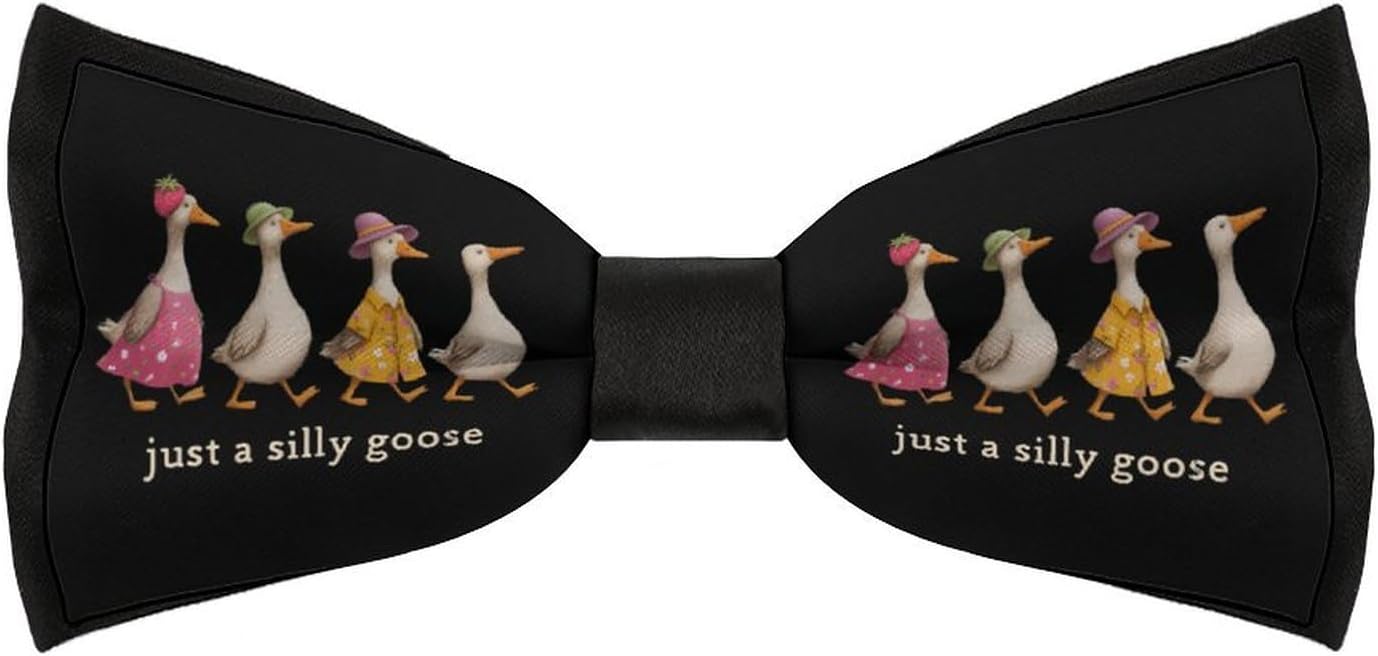 Funny Just A Silly Goose Novelty Men's Bow Tie Pre-tied Adjustable Bowtie Accessories for Wedding Party