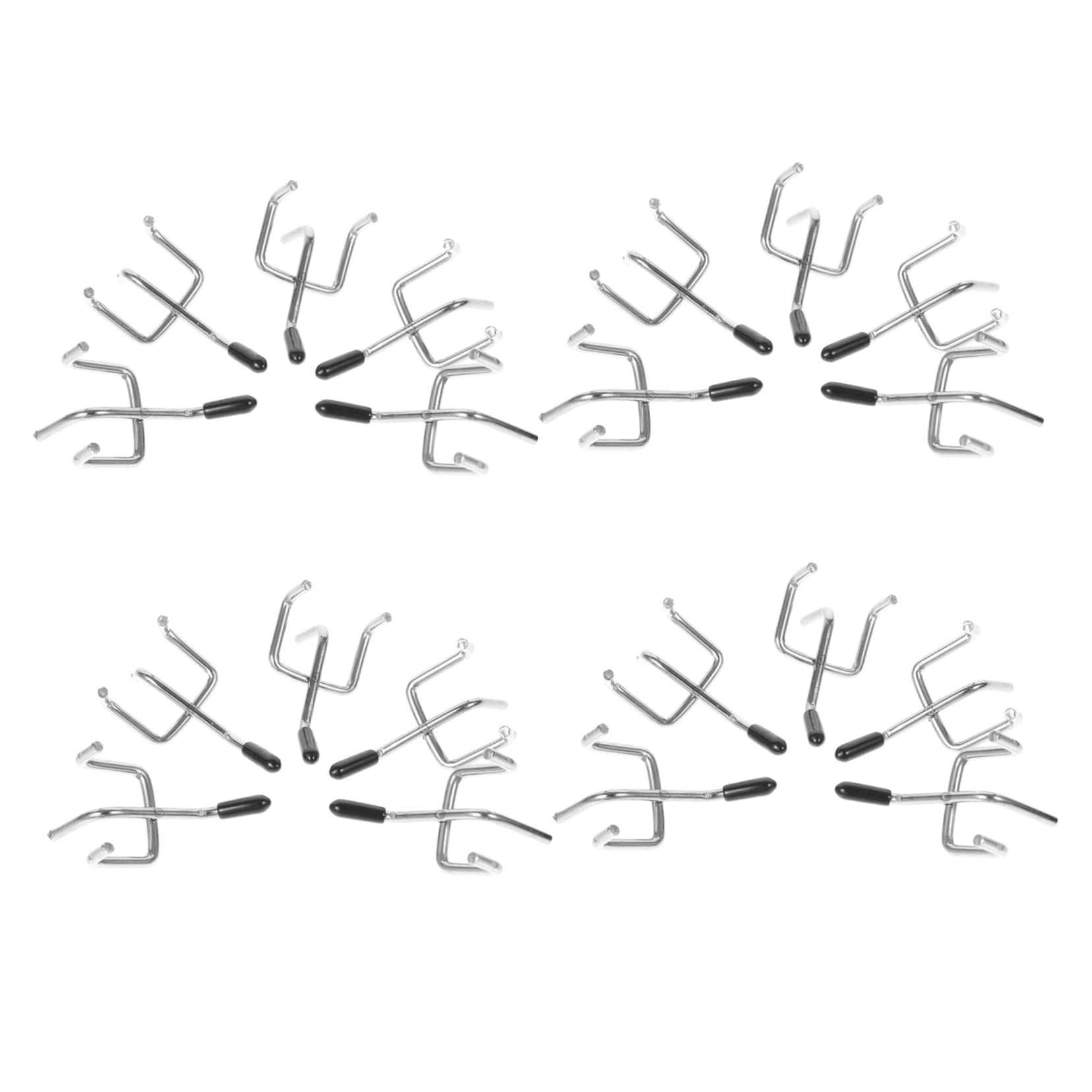 PRETYZOOM Garage Pegboard Hooks 20 Pack Metal Hooks Rubber Stoppers for Tool Organization