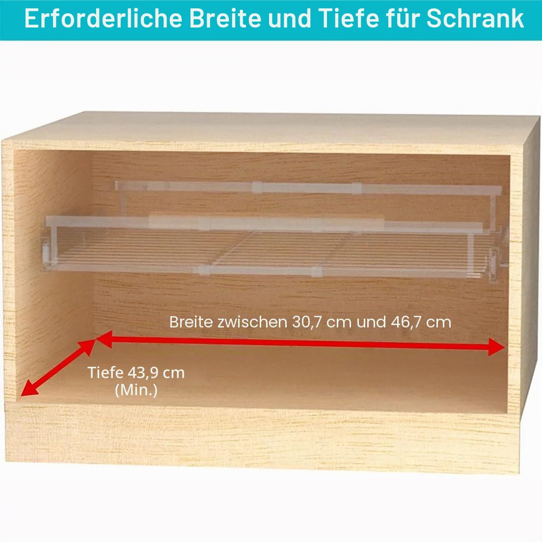 IPEGTOP 2er-Set Ausziehbarer Schubladenorganizer [30,7-46,7 cm B x 43,9 cm T] | Schwerlastregal für Küchenschränke & Spülenunterschränke | Verstellbare Breite 30,7-46,7 cm