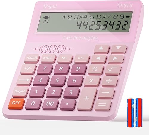 Miniatura 1 de Calculadoras de escritorio, calculadora de escritorio con pantalla grande de 2 líneas, calculadora básica parlante con botón grande y volumen