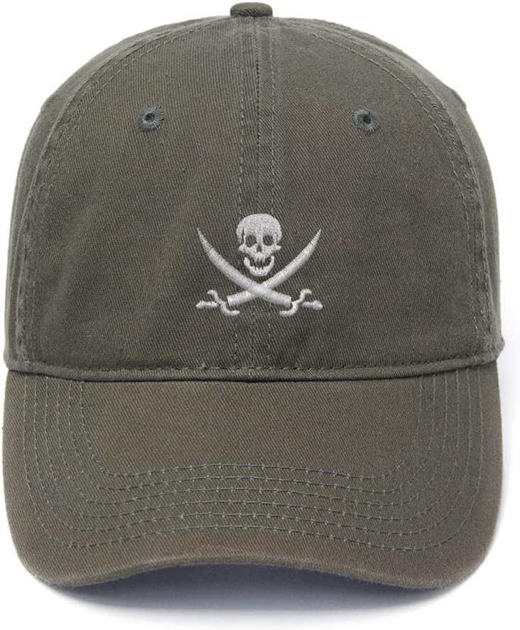 Men's Baseball Caps Pirate Skull Jolly Roger Embroidered Dad Hat Washed Cotton Adjustable Embroidery Cap