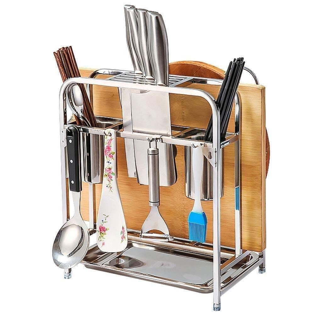 GTHTUHFD Spice Rack Organizer, Storage Rack Chopping Board Knife Holder Kitchen Dish Cutting Board Shelf Household Thick Stainless Steel Chopping Board Shelf