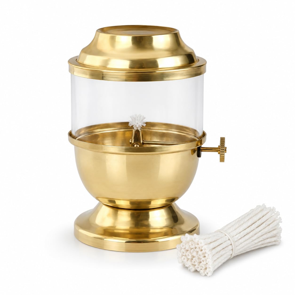 Premium Pure Brass Akhand Jyot Diya with Adjustable Wick & Glass Cover | Large Pooja Diya for Temple, Home, Navratri, Diwali & Daily Aarti | Long Burning Brass Oil Lamp-image-36