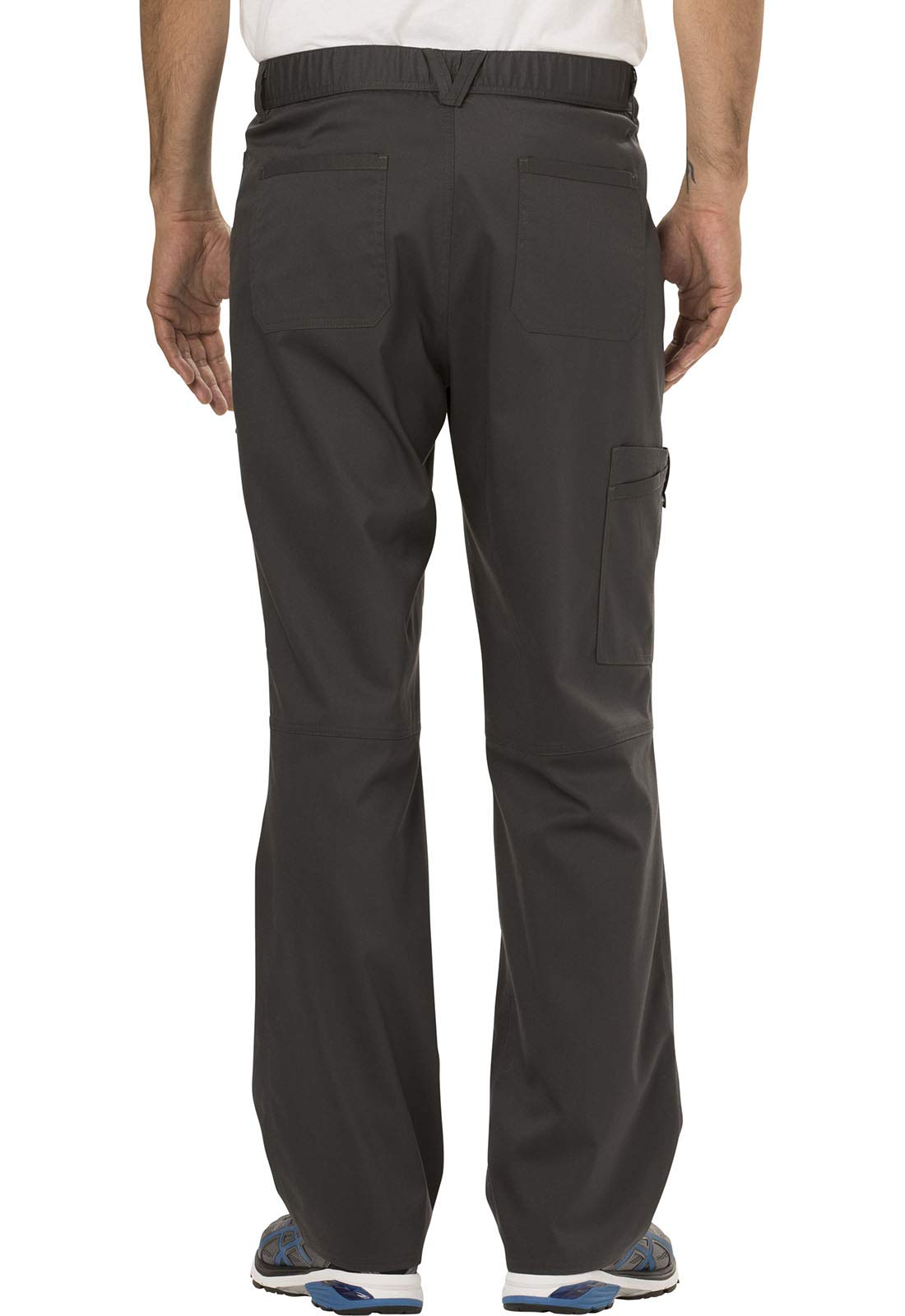 Cherokee Conjunto de uniforme médico de primera calidad para hombre, ajuste moderno, cuello en V, WW690 con cierre de botón en la pierna cónica y pantalón con cordón interior, peltre, camiseta