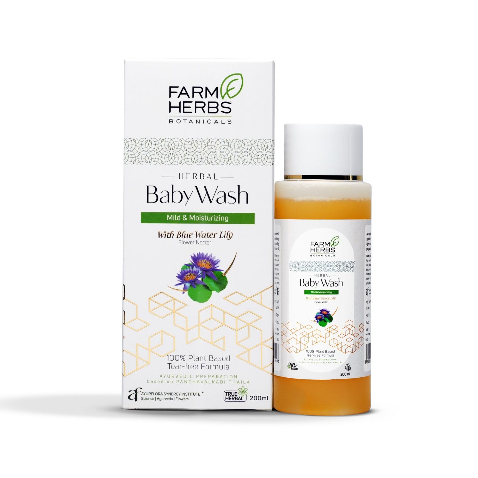 Farmherbs 100% Herbal Plant-Based Gentle Baby Wash for Newborns & Babies, Tear-Free Mild & Moisturizing Formula, pH 5.5 Balanced, Based on Panchavalkadi Thaila, with Blue Water Lily, Botanical Hyaluronic Acid & Natural Vitamin E, No Synthetic Chemicals - 200 ml-image-9