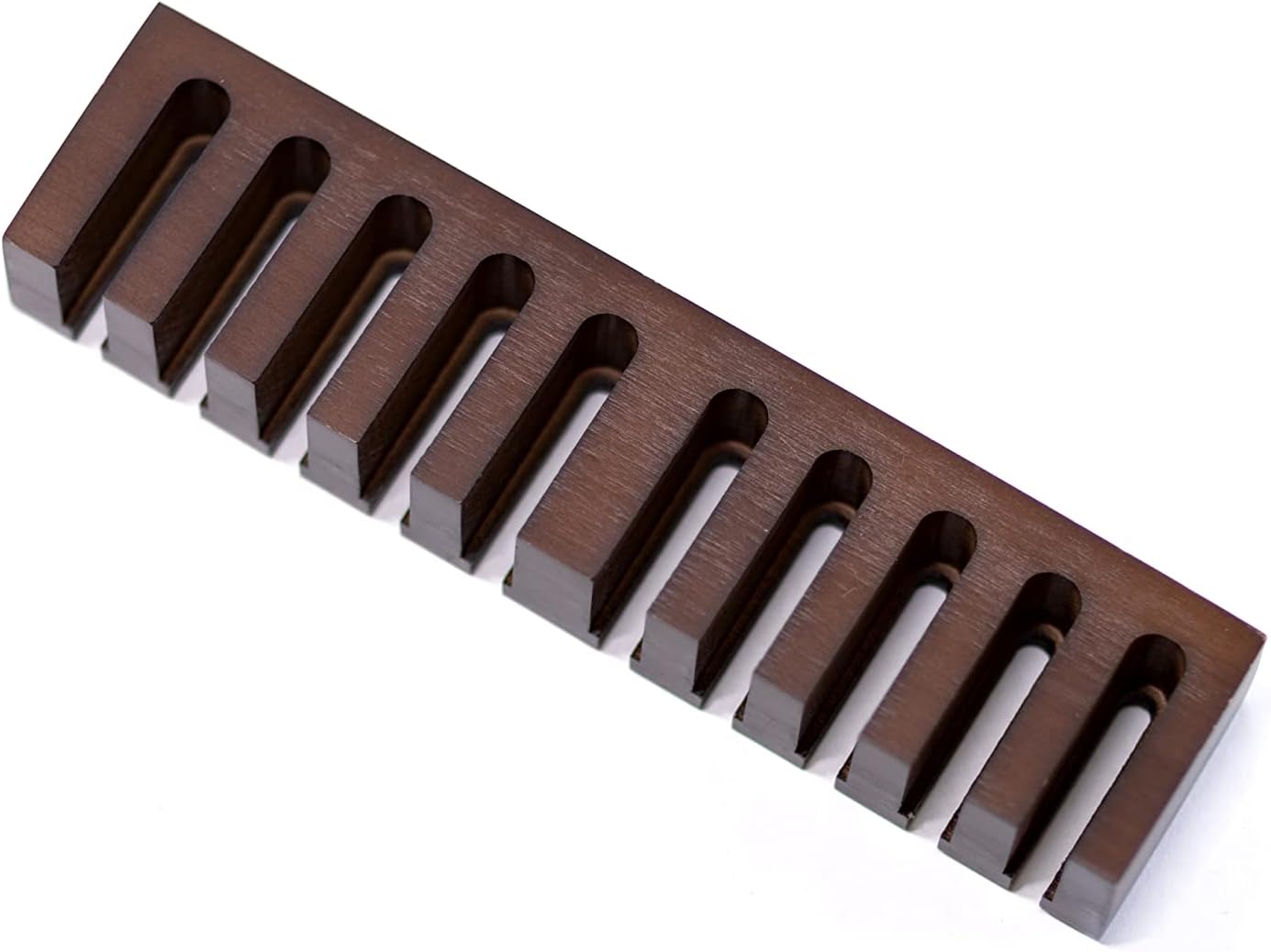 Beechwood Belt Hanger for Closet - Dark Wood Finish Organizer (10.75" x 2.5" x 1.7") - Holder With Mount Hardware for 10 Belts