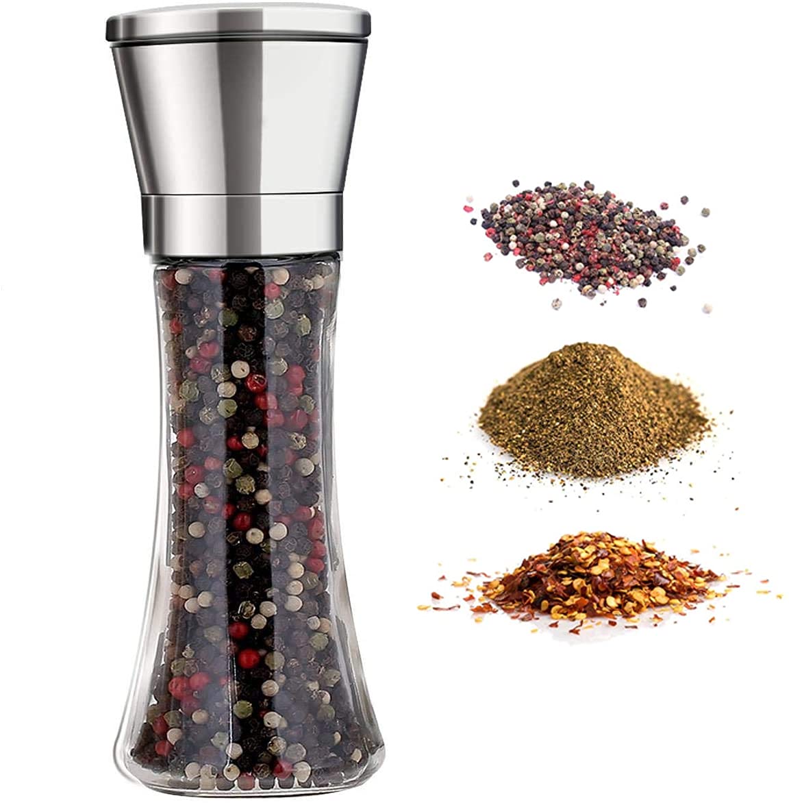 Evona Salt and Pepper Grinder, Stainless Steel Spice Pepper Mill with Strong Adjustable Ceramic Grinder Kitchen Cooking Tools-image-40