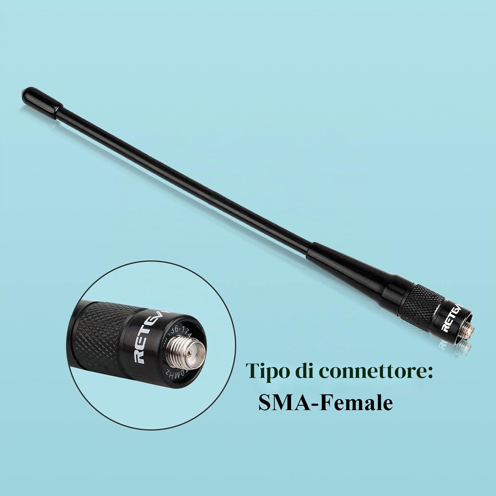 Retevis RHD701 Walkie Talkie Antenna VHF/UHF Dual Band SMA-F Compatibile con Baofeng UV-5R