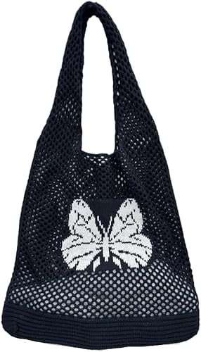 ENBEI Bolsas bohemias, bolsa de punto de hombro, bolsa de mano Y2K estética, bolso de ganchillo lindo para mujeres, regalos hippie