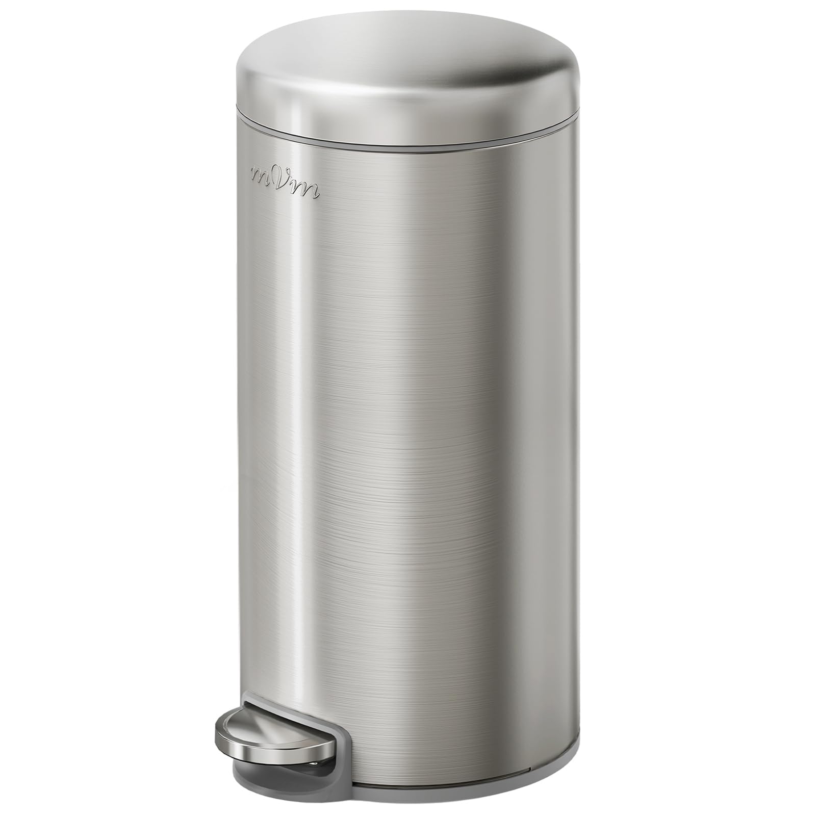 mVm 30L Kitchen Bin, Stainless Steel Bin with Lid, Pedal Bin, Silver