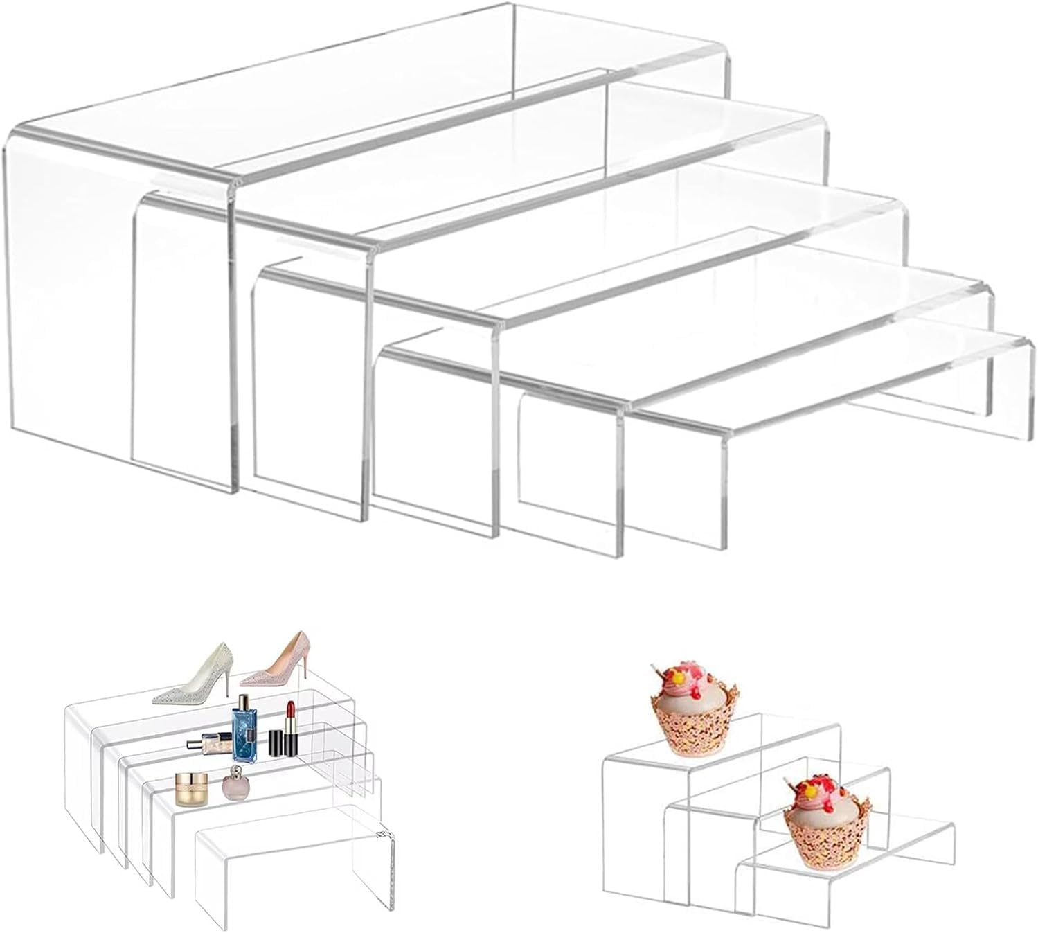 Amazon.com: MAJUSTA 5Pcs Acrylic Risers Display Stands,Transparent ...
