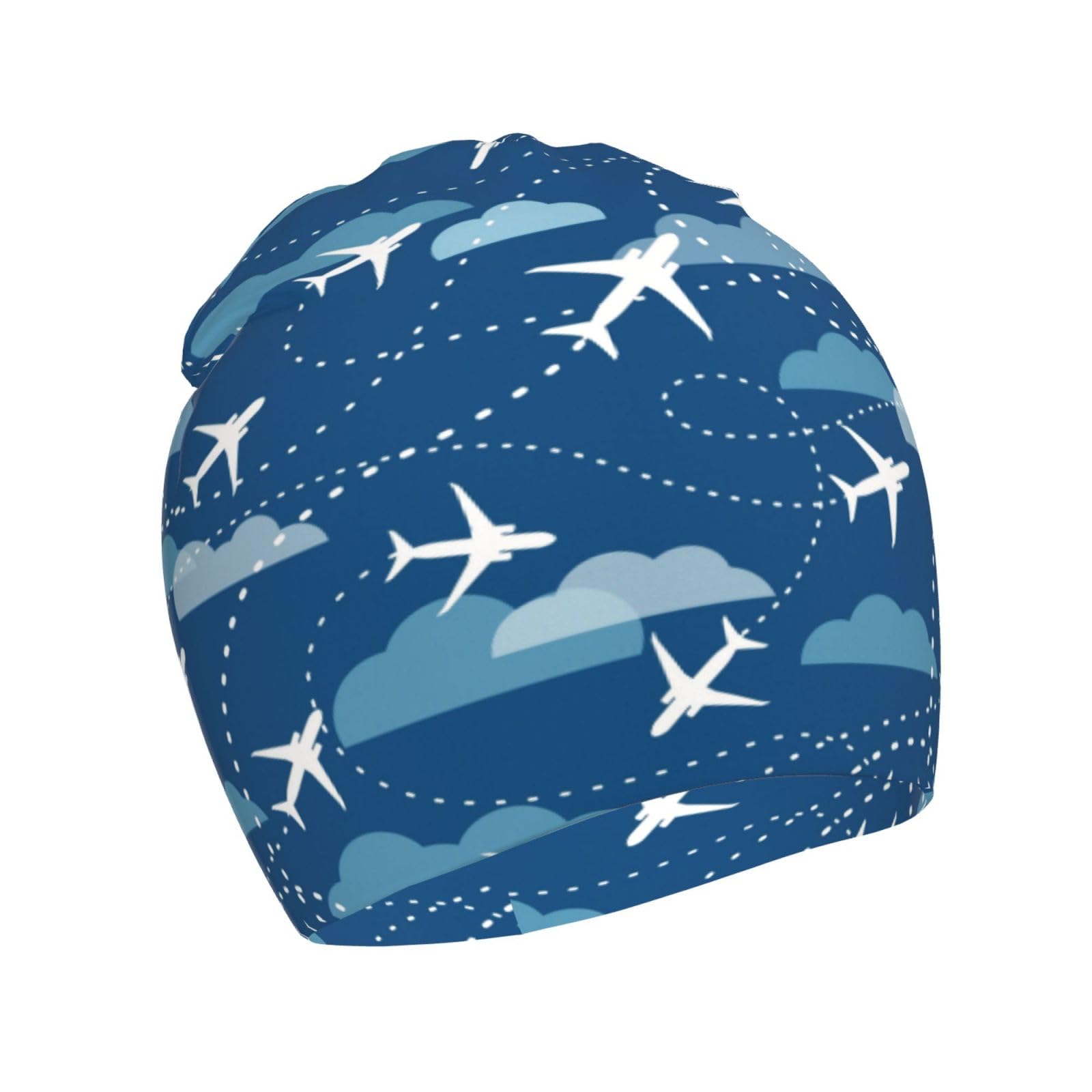 Rqzwdq Airplane Aircraft Plane Pattern Kids Beanie Hats Warm Knit Beanie Cap Skull Caps Gifts Decor for Boys Girls White