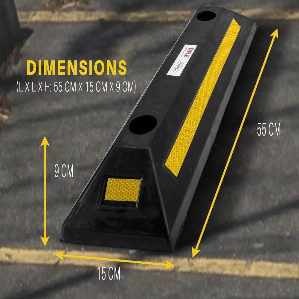 Pyle Butée de Roue en Caoutchouc pour Garage- Butoir Parking- Arrêt de Sol Robuste pour Parking - Convient aux Voitures, Camionnettes et Camions - Protège Pare-chocs-Noir