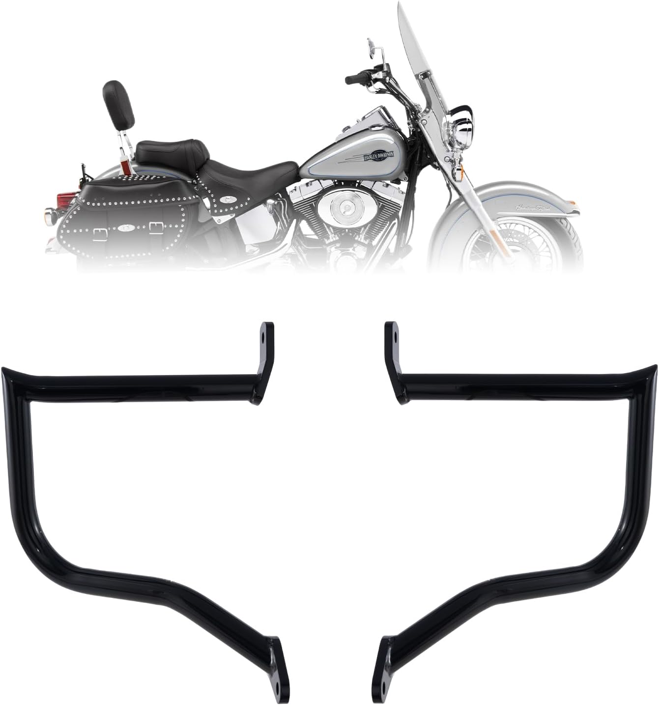 Kinglemc Rear Saddlebag Guard Crash Bar for Harley Softail Deluxe 2005-2017 (Black)