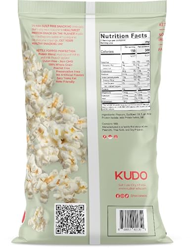 Kudo Kettle-Popped Protein Popcorn | Nothing Artificial | Guilt-Free Snacking | 10G Protein Per Bag | 70 Cal Per Cup | Gluten Free | Non-Gmo | Keto Friendly | Salty Sweet Kettle Korn 1 Pack #TOP1