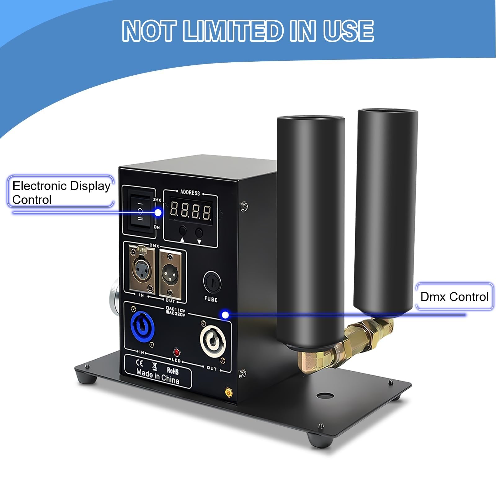 Doppelrohr CO2-Jet Machine Nebelmaschine,Professionelle Gas Nebelmaschine CO2 mit 6m-Schlauch,Einstellbarem Winkel und 5–6 m Strahlhöhe für DJ-Konzerte,Partys,Geburtstage und Hochzeiten