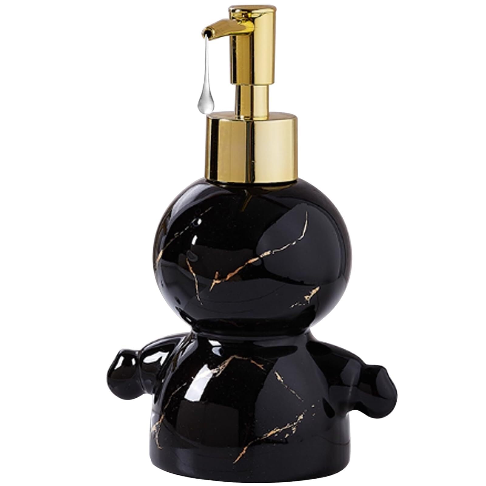 Empty Barthroom and Dish Cute Snowman Soap Dispenser Refillable Ceramic Lotion Bottle Decor for Counter(Black)