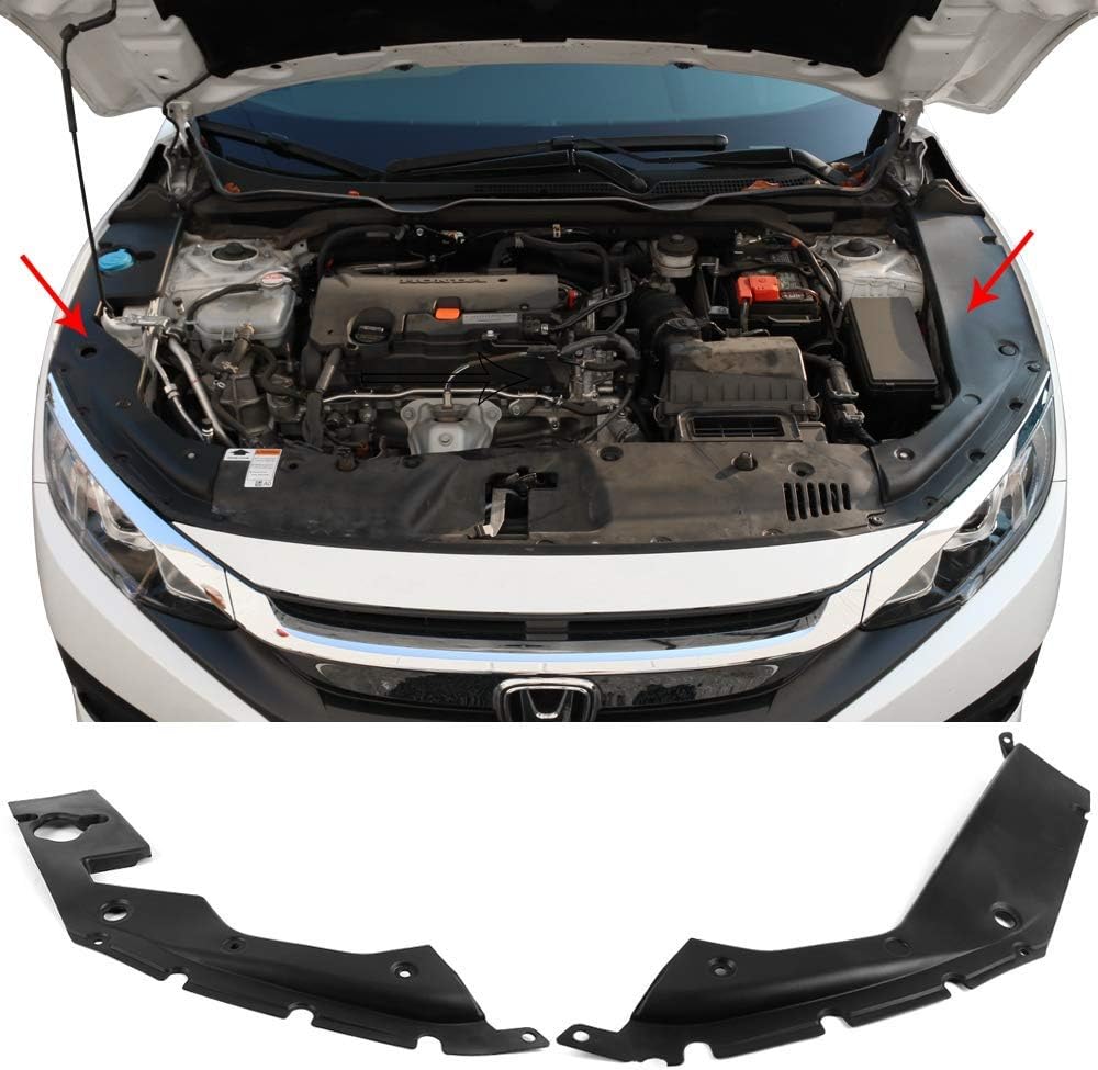 Fits FREEMOTOR802 2016-2020 Honda Civic Engine Bay Side Panel Cover | Unpainted ABS Long Version X Gen 10th Gen Left & Right Pair