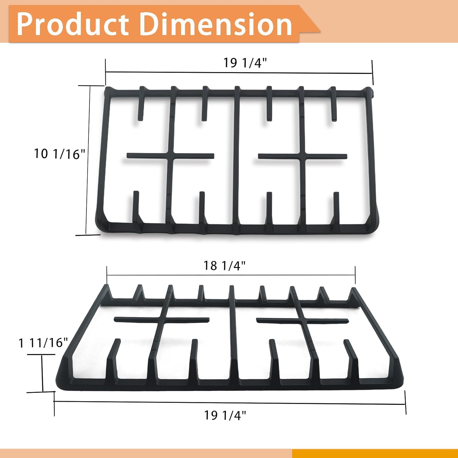 DG94-00937A DG94-00468B Cast Iron Side Grate Replacement for Samsung Stove Parts NX58H5600SS NX58H9500WS Samsung Gas Range Parts Surface Burner Grate 1 Pack
