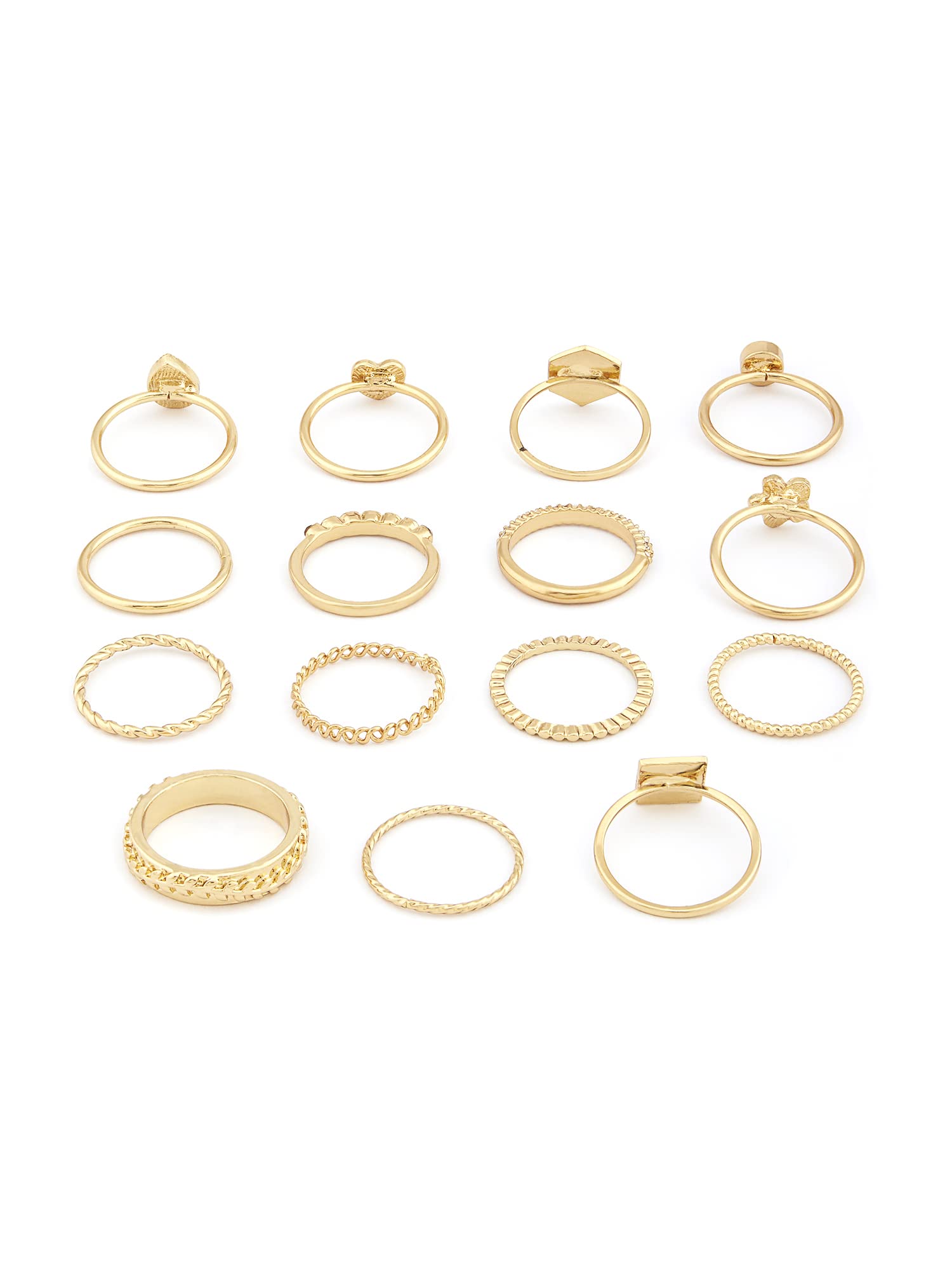 Set of 15 Contemporary Stackable Rings For Women
