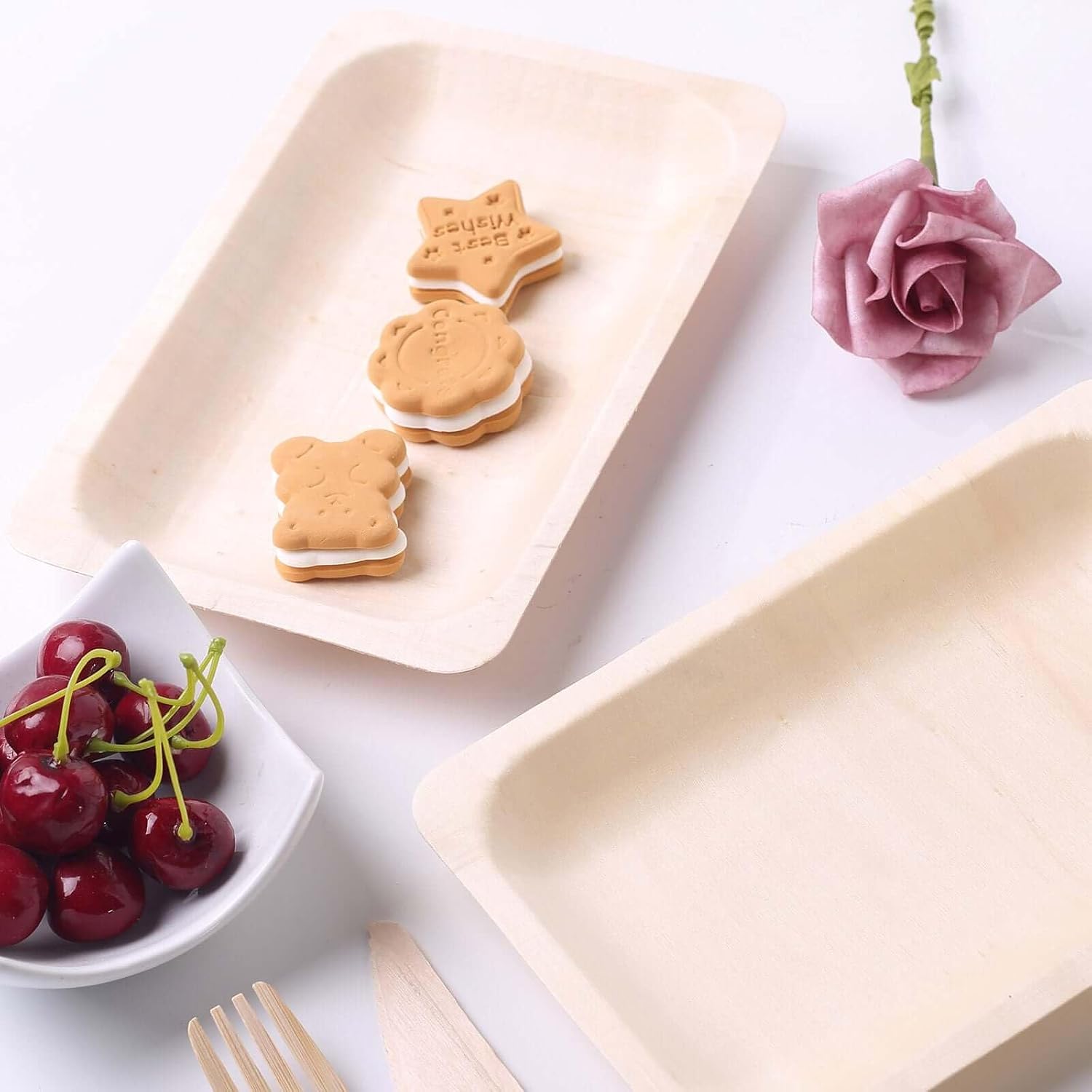 Efavormart 100 Pack | 5"x8" Eco Friendly Birchwood Wooden Dessert Serving Plates