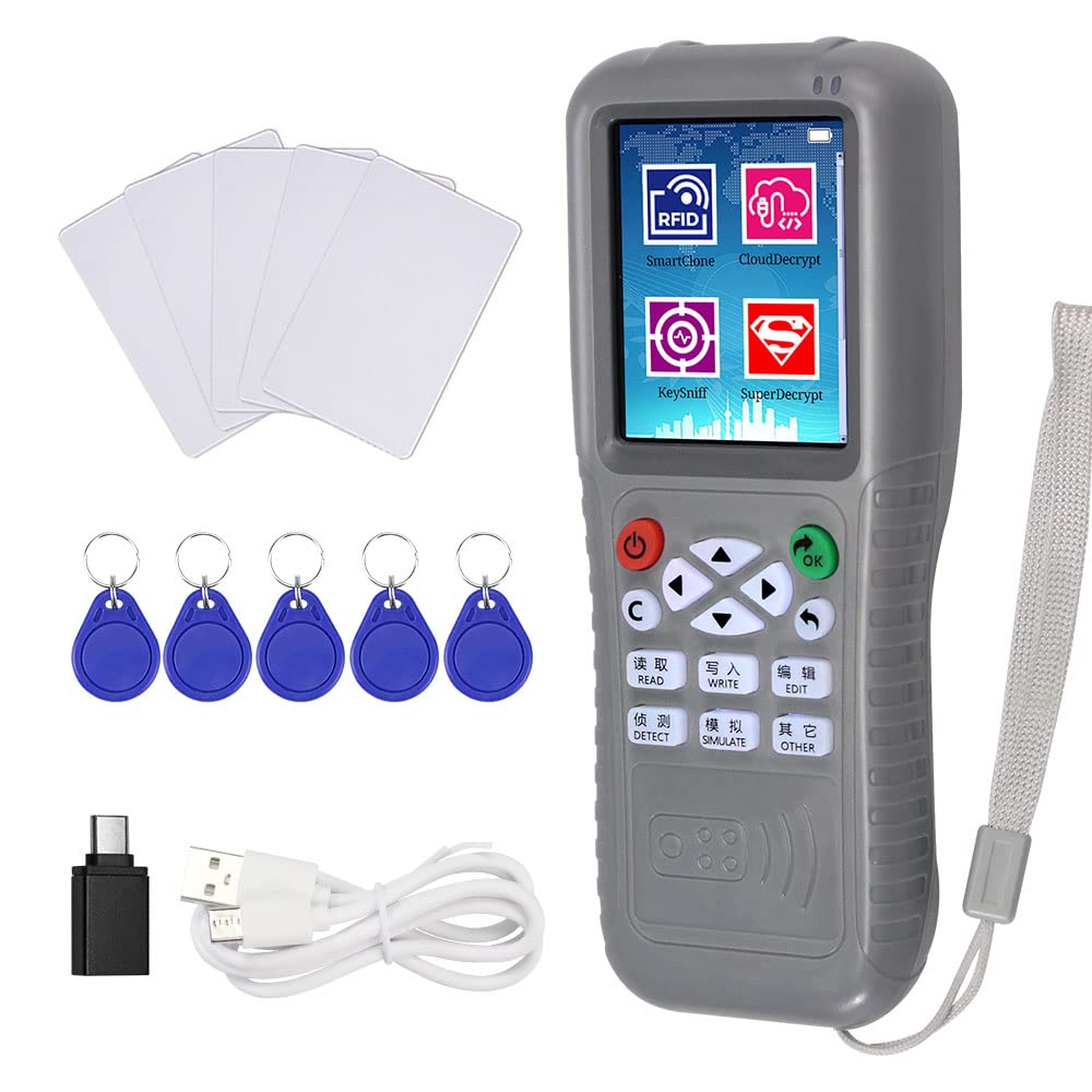 RFID WiFi CopyKey Fonction de décodage complet Copieur/lecteur/écrivain Programmateur de carte NFC Duplicateur de cartes + porte-clés T57, carte UID, OTG