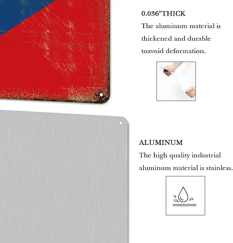 Miniatura 4 de Letrero de metal con bandera nacional de la República Checa regalo rústico de aluminio con diseño retro letrero patriótico envejecido letrero de