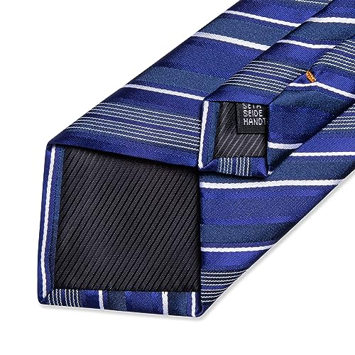 Image of DiBanGu Mens Striped Tie Silk Woven Necktie and Pocket Square Cufflinks Tie Clip Set Wedding Business Formal Gift Tie for Men