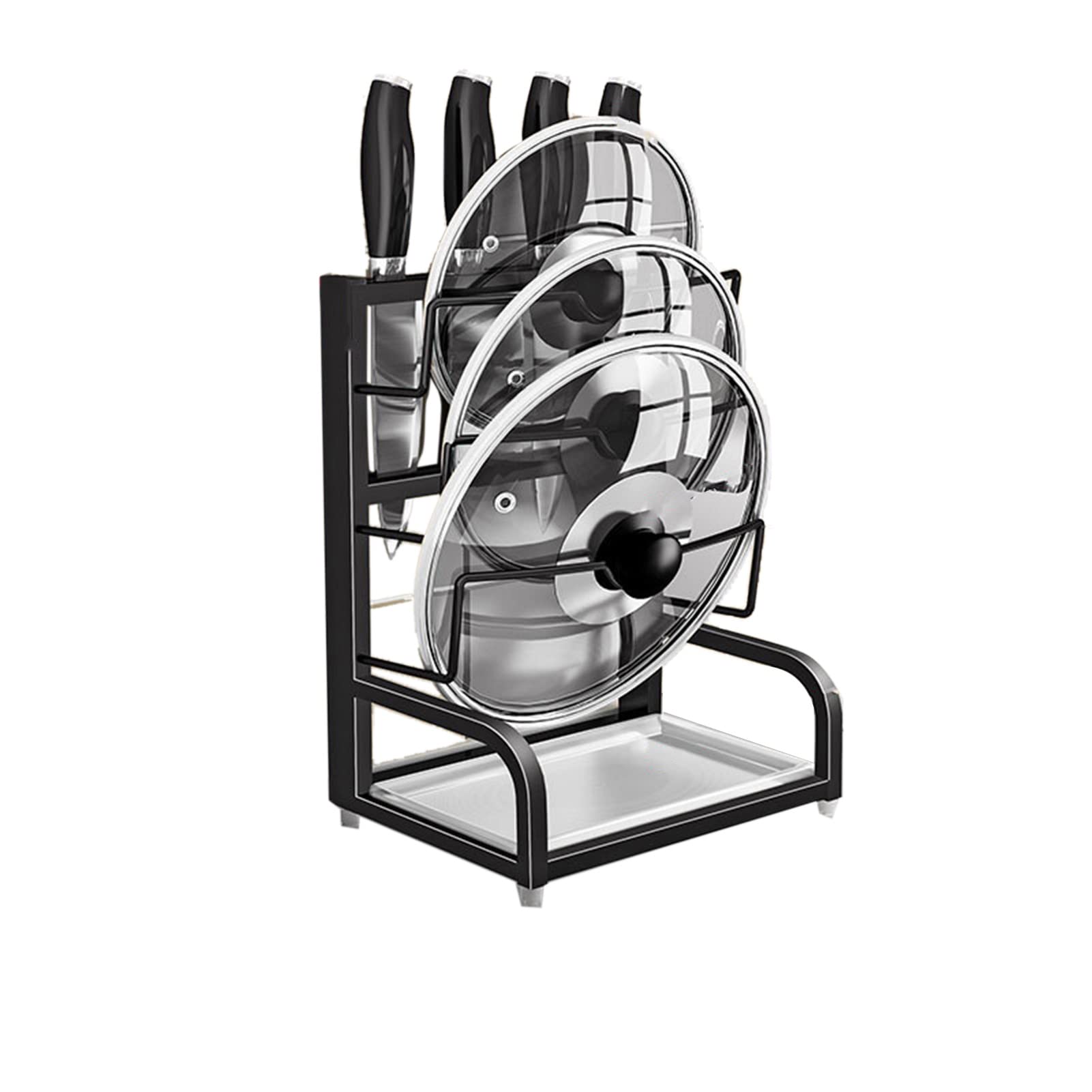 Estante Para Ollas,Organizador De Sartenes Expandible Para Gabinete,Organizador De Tapas De Ollas 2 En 1,Estante Para Cuchillos Organizador De Almacenamiento De Cocina Multifuncional (B)