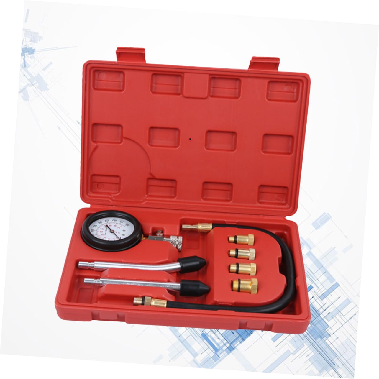 PRETYZOOM Tester Compressione Cilindri Per Auto Veicoli Rilevatore Perdite Cilindro Tabella Pressione Auto Manometro Adattatore Psi Bar Compatibile Benzina Motore