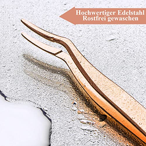 3 Stück Wimpern Pinzette, Wimpernpinzette für Wimpernverlängerung, Edelstahl Gerad und Kurve Spitzen Pinzetten, Professionelle Falsche Wimpern Werkzeug Wimpernpinzette