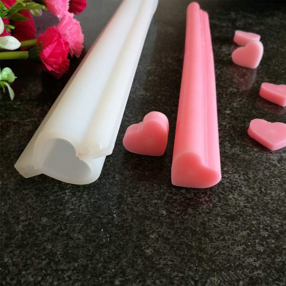 Heart Shaped Silicone Mold Tube Column Mold Handmade Soap Mold Candle Mold Chocolate/Cake/Mousse/Loaf Baking Tools by EORTA for DIY Craft Dessert Clay Party Decoration, White