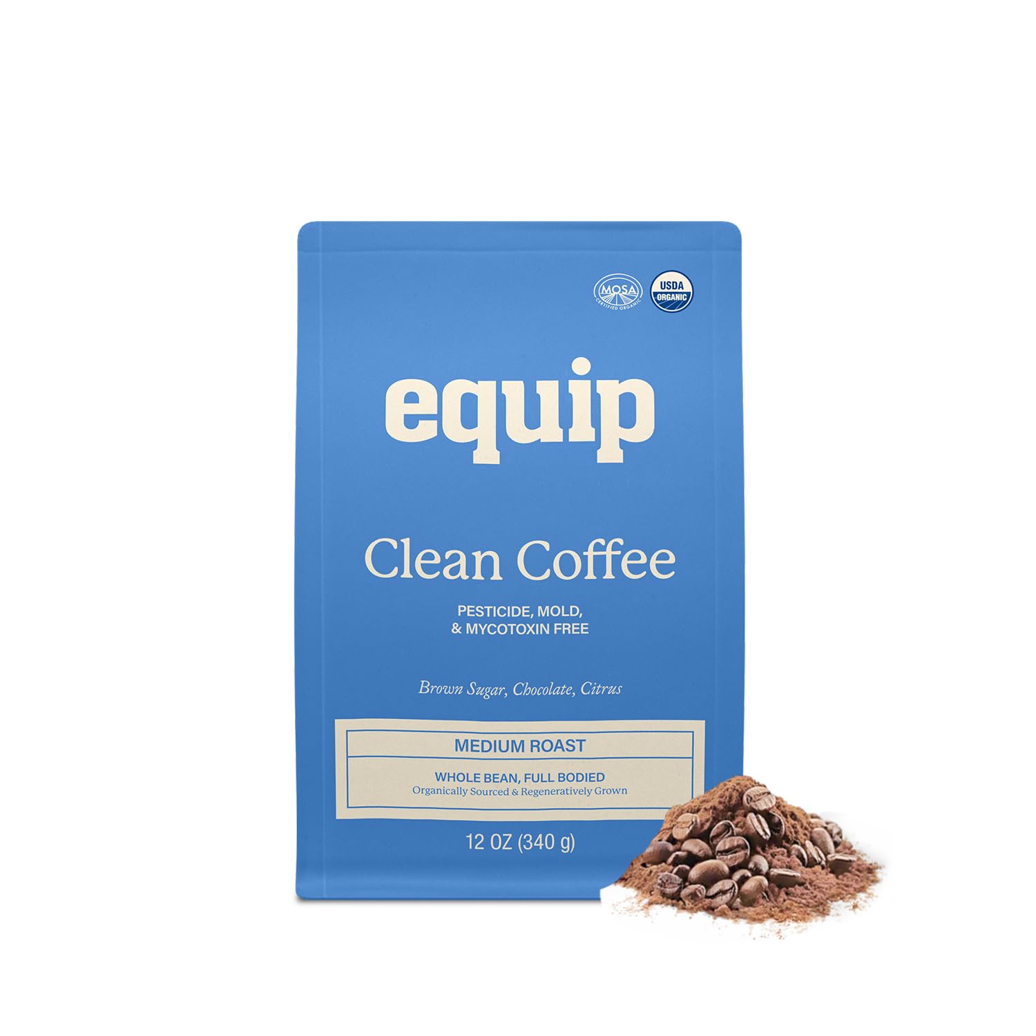 Foods Clean Coffee | Gold Standard, Certified Organic, Fair Trade, Regenerative | Medium Roast, Whole Bean, Nicaragua | Brown Sugar+Chocolate+Citrus