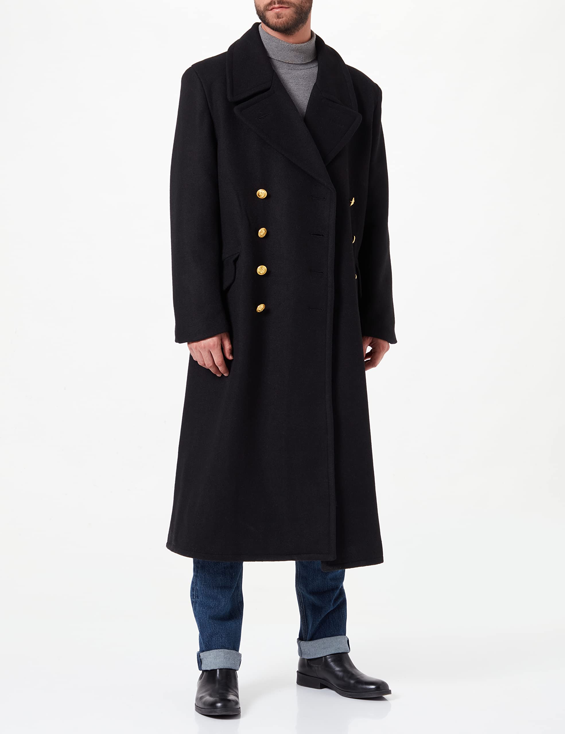 Mil-Tec Grande Cappotto Blu Scuro - Nero, Uomo, Cappotto, Caban, L