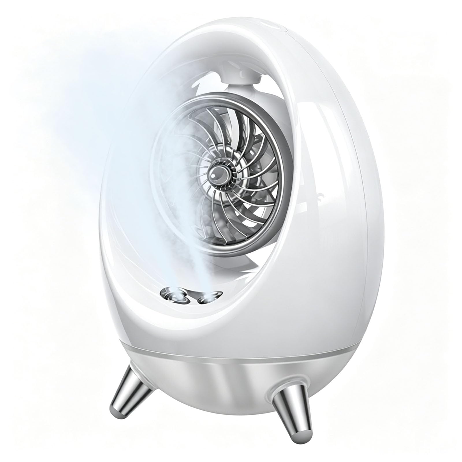 Condizionatore Portatile con Doppia Nebbia, Raffrescatore d'Aria 4 velocità | Mini Ventilatore da Tavolo con Luci LED, Silenzioso, Serbatoio 300ml, Autonomia Fino a 6 Ore, per Camera/Scrivania