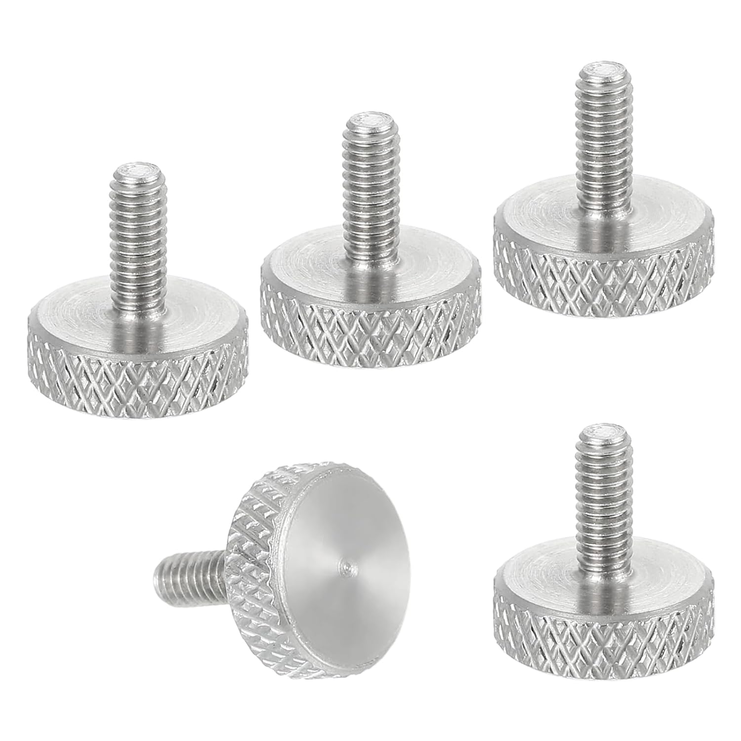 MECCANIXITY 5pcs M2.5 x 6mm Vernier Caliper Screws, 304 Stainless Steel Flat Head Thumb Screws Metric Diamond Knurled Head Bolts Grip Knobs Hand Tighten Thread Fasteners Lock Position