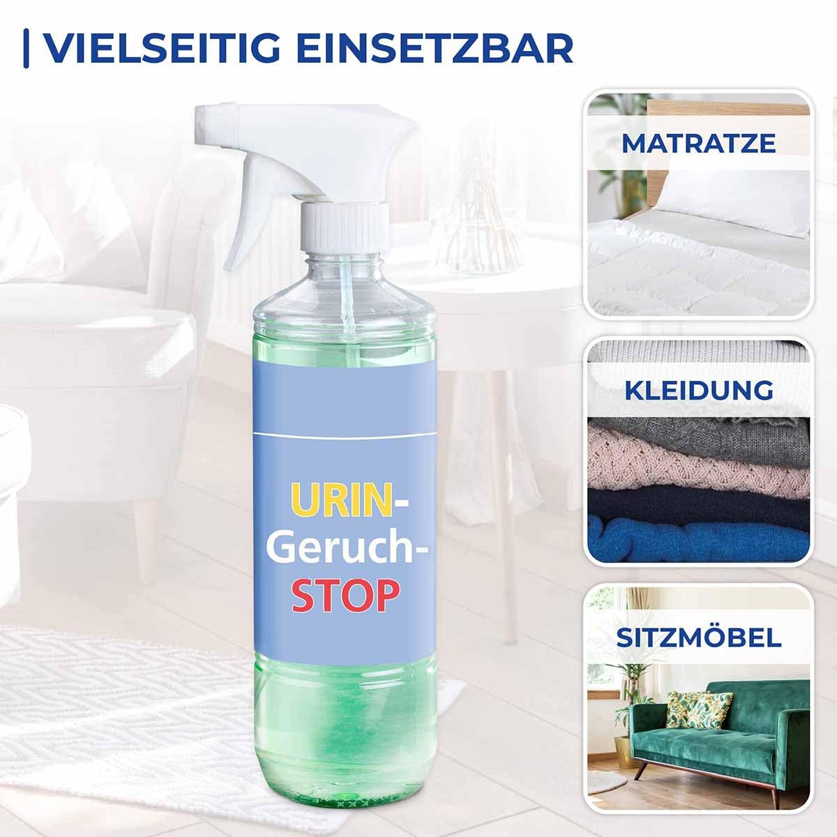 Maximex Urin-Geruch-Stopp Mensch, 500ml, 2er Set, hochwirksamer Geruchsentferner gegen Urin, neutralisiert Uringerüche, biologisch abbaubar, für Möbel, Matratzen, Kleidung etc., angenehmer Duft