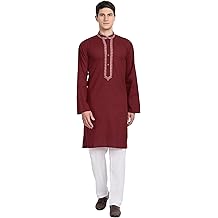 Kurta Pajama Set for Men Embroidered Cotton Casual Party Dress Set