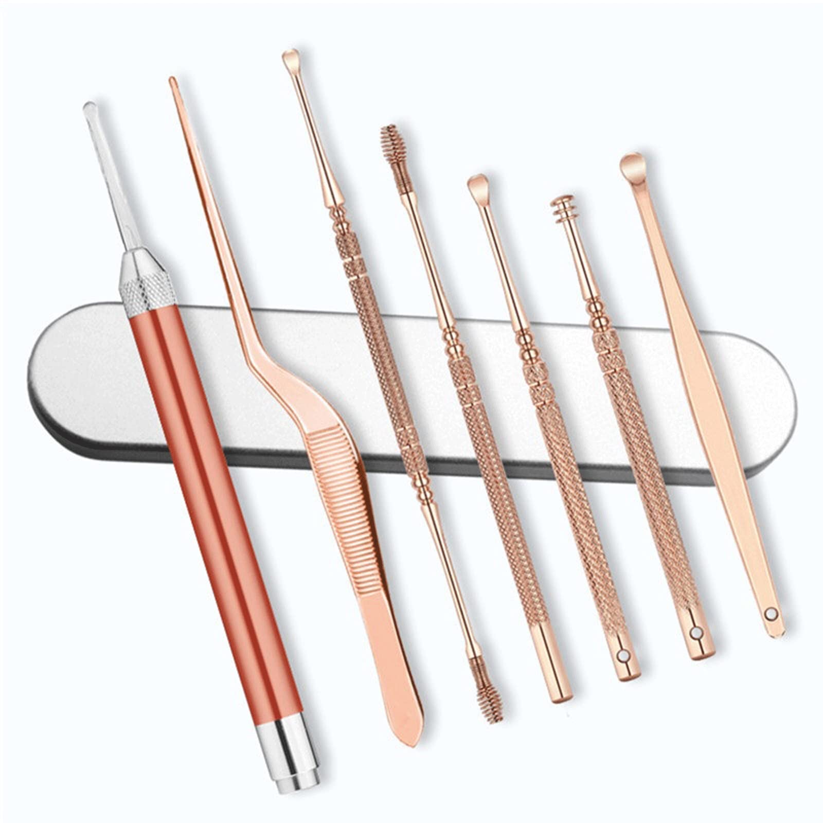 Prodotti per la rimozione del cerume Raccoglitori di cerume per Orecchie a LED Earpick in Acciaio Inossidabile Curette Detergente per prelie