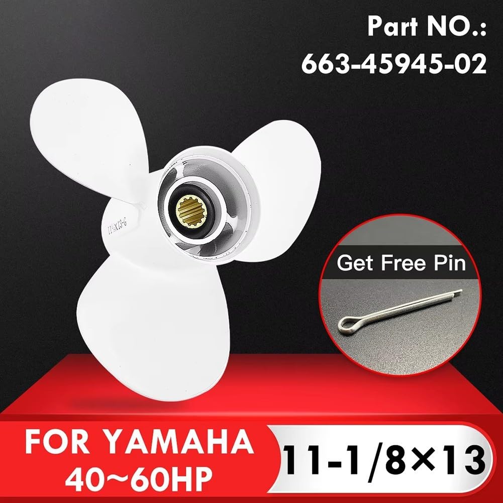 Elica fuoribordo 11-1/8" x 13" 3-Blade Alluminio per Yamaha 40-50HP (1984-2002) F50TLRZ/C40TLRY/E48MLHW Motori